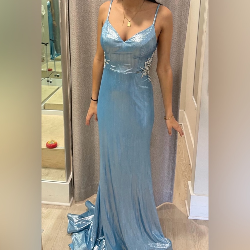 Chrome blue prom dress size 2